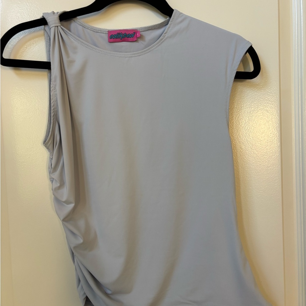 Edikted Light Blue Asymmetrical Tank Top